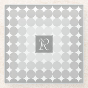 Dessous-de-verre En Verre Monogramme des cercles gris modernes