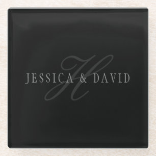 Dessous-de-verre En Verre Monogramme des noms et prénoms de couples