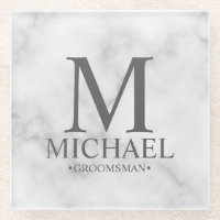 Monogramme en marbre classique et nom Groomsman