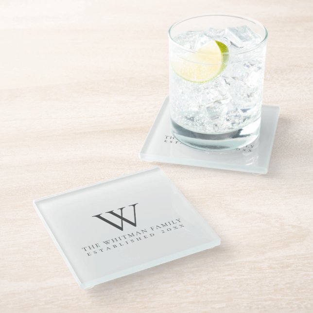 Dessous-de-verre En Verre Monogramme familial (Incliné)