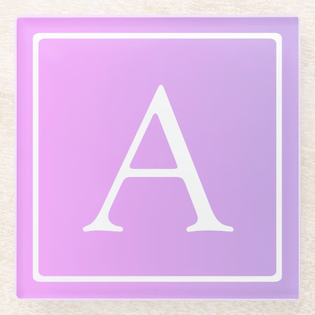 Dessous-de-verre En Verre Monogramme simple | Ombre subtil rose/violet (Devant)