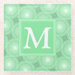 Dessous-de-verre En Verre Monogramme vert ressort cercles motif