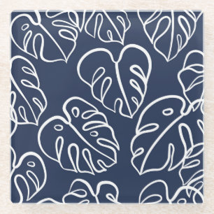 Dessous-de-verre En Verre Monstera Feuilles : Main Vintage Tirée.