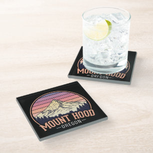 Dessous-de-verre En Verre Mont Hood coloré Oregon – Voyage Rétro