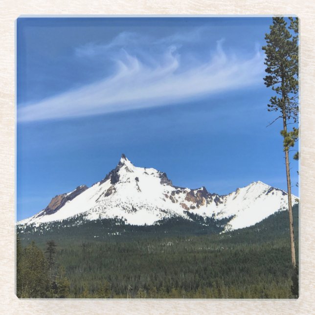 Dessous-de-verre En Verre Mont Thielsen, Oregon (Devant)
