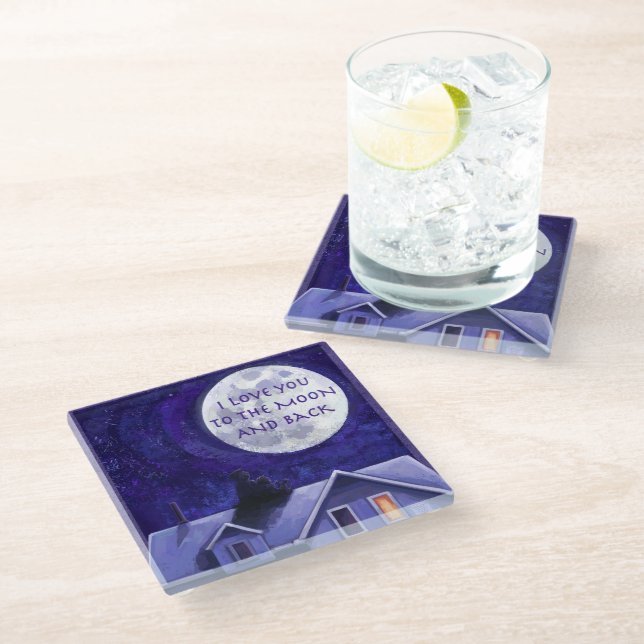 Dessous-de-verre En Verre Montre Lune (Incliné)