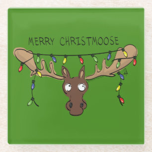 Dessous-de-verre En Verre Moose Cute Funny Noël