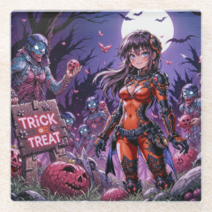 Dessous-de-verre En Verre Morts-vivants Distribuent Cerveaux Halloween Frian