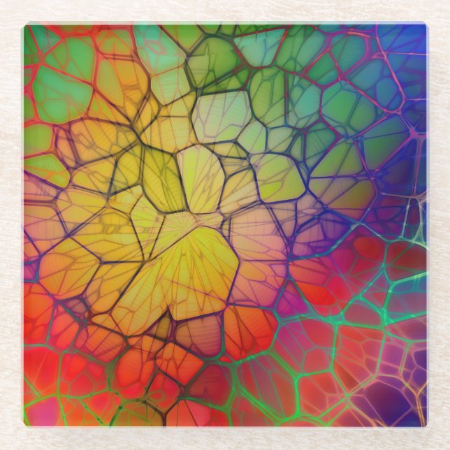 Dessous-de-verre En Verre Mosaïque arc-en-ciel - Revêtement de verre (Devant)