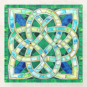Dessous-de-verre En Verre Mosaïque de pierre céleste verte