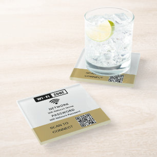 Dessous-de-verre En Verre Mot de passe réseau Wi-Fi simple et élégant