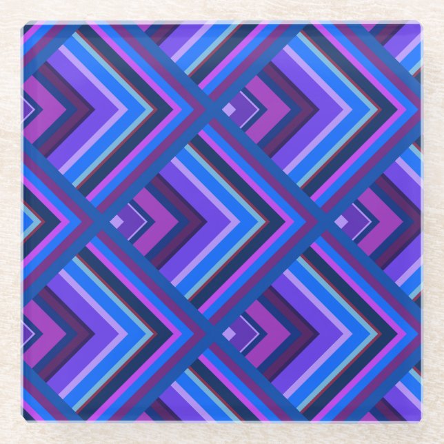 Dessous-de-verre En Verre Motif à échelle Bleu et violet (Devant)