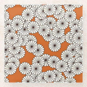 Dessous-de-verre En Verre Motif à fleurs Art déco - crème sur rouille