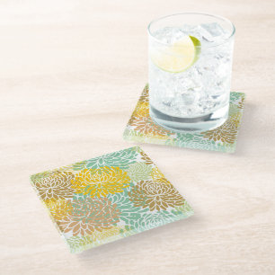 Dessous-de-verre En Verre Motif à fleurs Dahlia esthétique