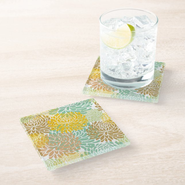 Dessous-de-verre En Verre Motif à fleurs Dahlia esthétique (Incliné)