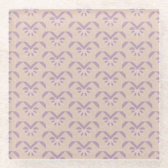 Dessous-de-verre En Verre Motif à l'envers de lavande (Devant)