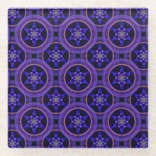 Dessous-de-verre En Verre Motif Abstrait Élégant Bohème Moderne Floral #505