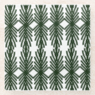 Dessous-de-verre En Verre Motif Abstrait Personnalisé d'Arbre de Pin Vert Fo