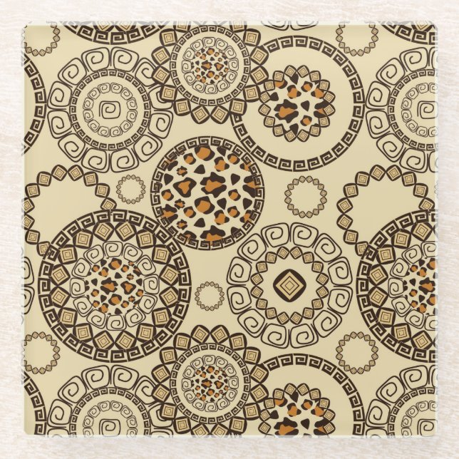 Dessous-de-verre En Verre Motif africain 3 de peau de guépard (Devant)