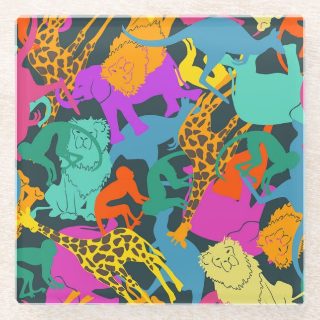 Dessous-de-verre En Verre Motif animal de silhouettes (Devant)