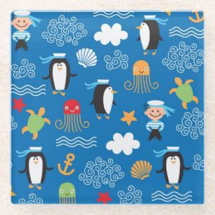 Dessous-de-verre En Verre motif avec le thème de mer