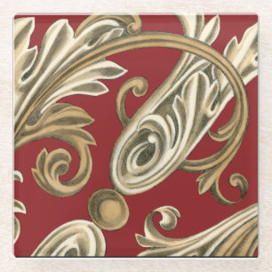 Dessous-de-verre En Verre Motif botanique élégant avec le feuillage bronzage
