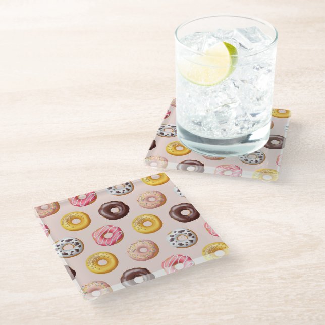 Dessous-de-verre En Verre Motif Boutique de boulangerie Donut (Incliné)
