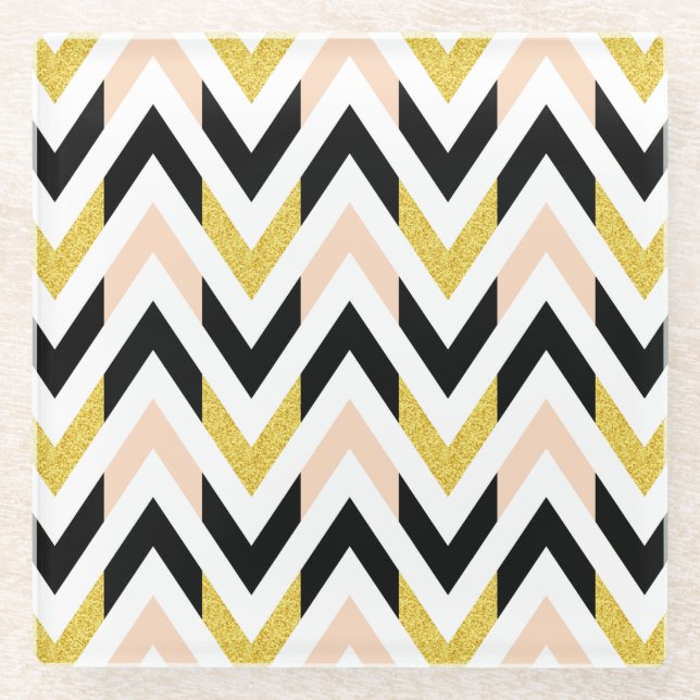 Dessous-de-verre En Verre Motif Chevron géométrique moderne (Devant)