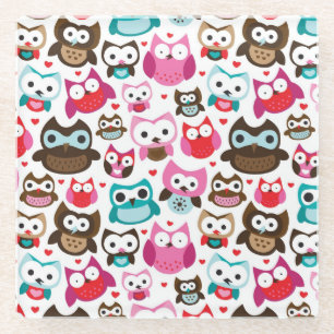 Dessous-de-verre En Verre motif coloré de hibou