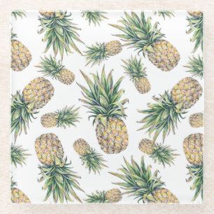 Dessous-de-verre En Verre Motif d'ananas aquarelle