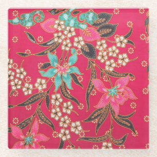 Dessous-de-verre En Verre Motif d'art batik indonésien