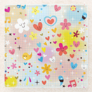 Dessous-de-verre En Verre motif de bande dessinée d'amusement