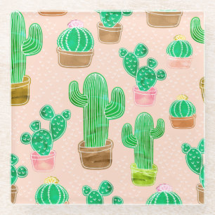 Dessous-de-verre En Verre Motif de cactus pointillés