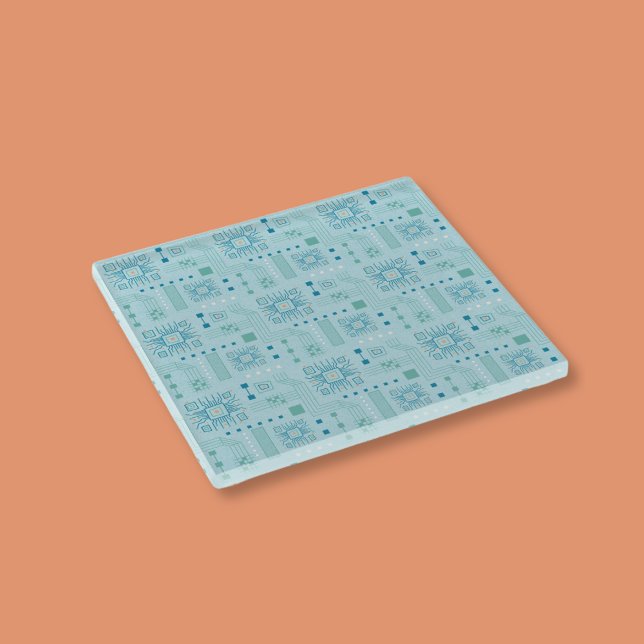 Dessous-de-verre En Verre Motif de carte bleue et Turquoise (Créateur téléchargé)