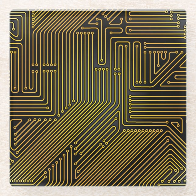 Dessous-de-verre En Verre Motif de carte d'ordinateur (Devant)