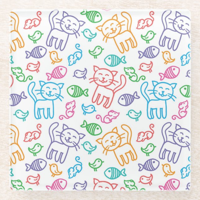 Dessous-de-verre En Verre motif de chat (Devant)
