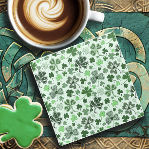 Dessous-de-verre En Verre Motif de cœurs de trèfle vert clair ludique celtiq
