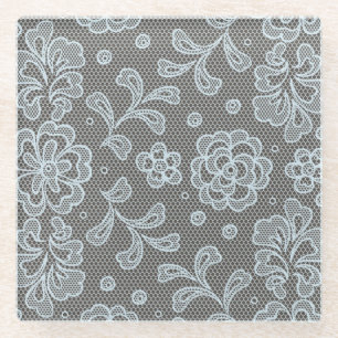 Dessous-de-verre En Verre Motif de dentelle, cru 6 de fleur