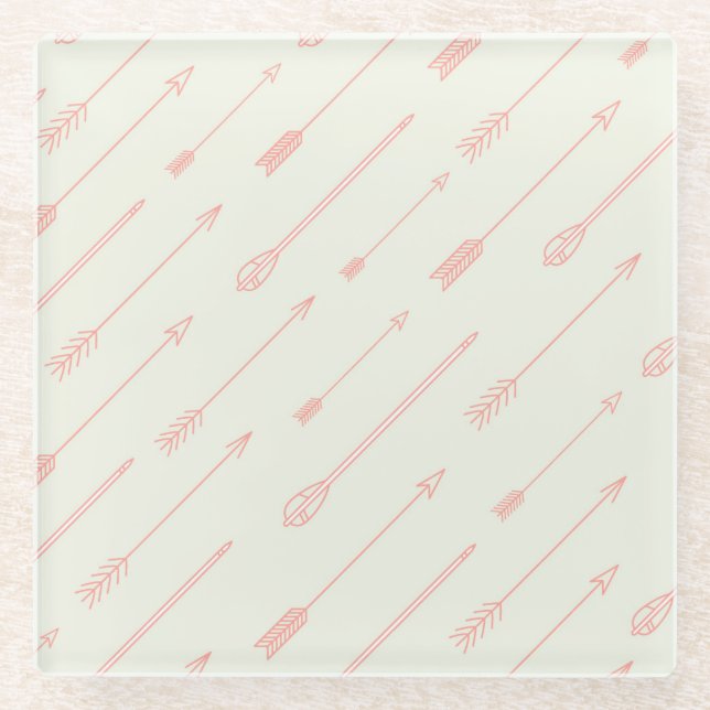Dessous-de-verre En Verre Motif de flèches décrit par corail (Devant)