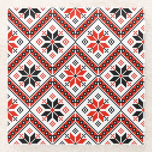 Dessous-de-verre En Verre Motif de fleurs bulgare (Devant)