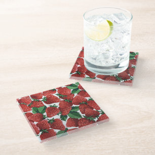Dessous-de-verre En Verre Motif de fraises et de crème