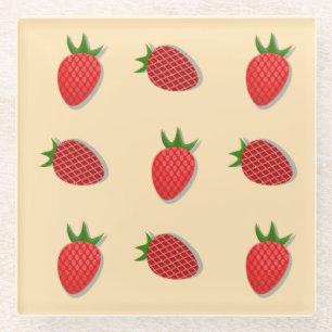 Dessous-de-verre En Verre Motif de fraises pour les fruits à l'été bonnes vi