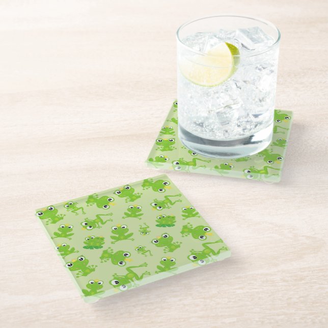 Dessous-de-verre En Verre Motif de grenouille, Grenouilles mignonnes, Grenou (Incliné)