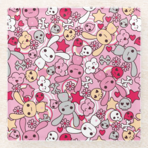 Dessous-de-verre En Verre Motif de Kawaii