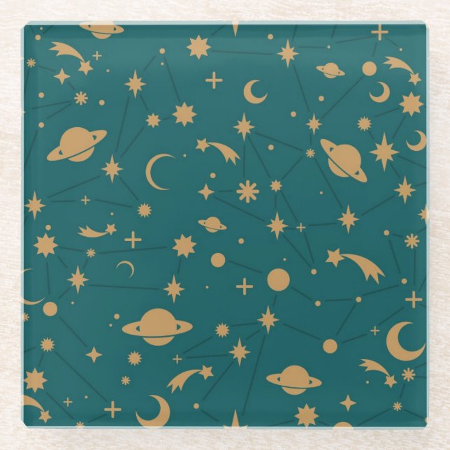 Dessous-de-verre En Verre Motif de l'espace (Devant)