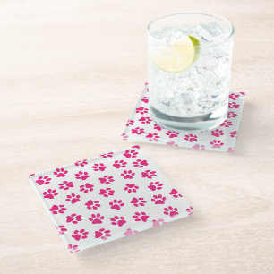 Dessous-de-verre En Verre Motif De Pailles, Paniers De Chien, Pailles Roses