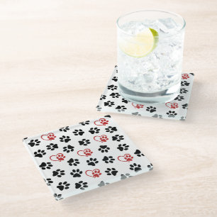 Dessous-de-verre En Verre Motif De Pâtes, Pâtes Noires, Pâtes Rouges, Coeurs