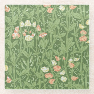 Dessous-de-verre En Verre Motif de pois de senteur William Morris, botanique