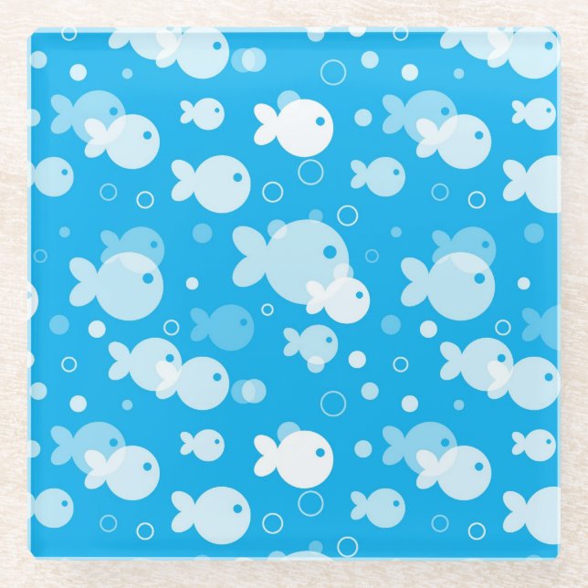 Dessous-de-verre En Verre motif de poissons (Devant)