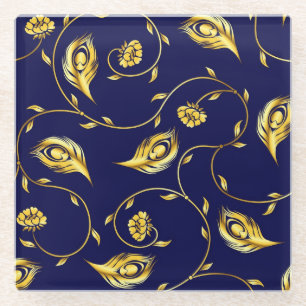 Dessous-de-verre En Verre Motif de Sari de paon